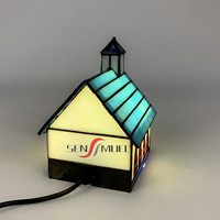 Usine Chinoise En Gros Personnalisé Vitrail Tiffany Style Dimmable LED Cadeau De Noël Lampe Veilleuse Belle Petite Maison