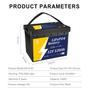 WIREN W12120 <b>12V</b> 120Ah Marine <b>Battery</b> Yacht Boat Ship <b>Deep</b> <b>Cycle</b> Solar Storage UPS 6000 <b>Cycles</b> -20C~60C - Product Image 6