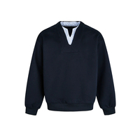 Sweat-shirt à col rayé superposé personnalisé en usine, style preppy décontracté à col en V, pull à manches longues pour hommes