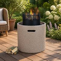 Brasero extérieur MGO au design moderne, aspect pierre, pour bois et charbon de bois, idéal pour jardin, patio, terrasse de piscine et mobilier d'extérieur