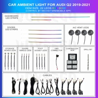 Luz ambiental para coche Voyeego, precio de fábrica, buena calidad, superventas, luz ambiental para Audi Q2 2019-2021, iluminación ambiental para coche Led