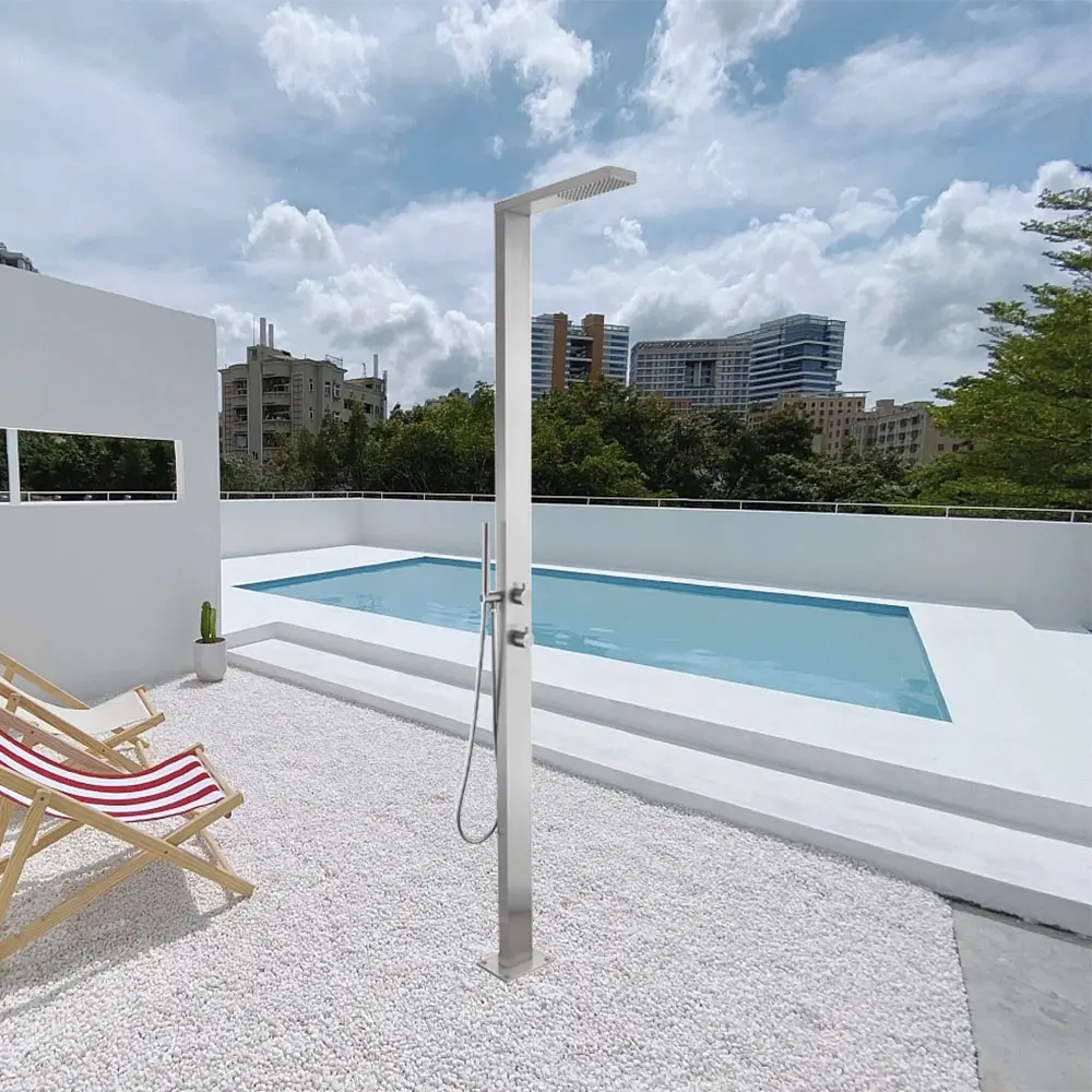 Panel de ducha al aire libre, soporte de acero inoxidable 304, para piscina, ducha de lluvia al aire libre