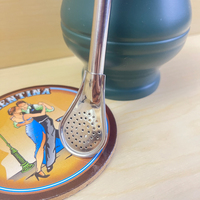 HSYM003 Cuillère à maté en acier inoxydable argenté de 175 mm et cuillère à bombilla