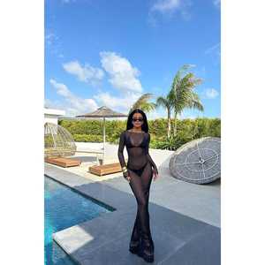 Robe de plage en tulle noire Eliza, élégante, pour couvrir les maillots de bain - Product Image 6