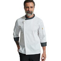 Chaqueta de Chef Ejecutiva para Hombre Uniformates, Sarga de Poliéster/Algodón, Mangas Largas, Diseño Estampado Digital en Relieve, para Restaurante y Bar, OEM