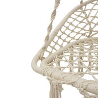Fauteuil suspendu en macramé beige pour adultes, style moderne, avec coussin moyen, pour balcon, chambre, véranda, parc, extérieur, avec corde de balançoire