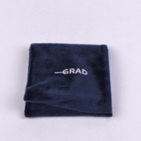 Pochette à bijoux en velours bleu marine avec bouton pression, logo personnalisé, pliable, sac de rangement souple pour bagues, boucles d'oreilles, colliers, emballage cadeau