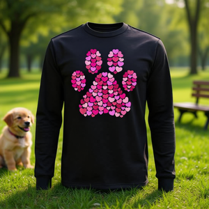 T-shirt a maniche lunghe Paw Print Hearts Dog Lover - Product Image 3