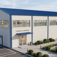 Structure en acier à grande portée, construction d'entrepôt industrielle sur mesure avec garantie de 5 ans pour salle de sport et gymnase