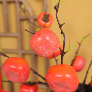 Branche de kaki artificielle Ruilisi 30-100cm, rouge orangé, nouveau style chinois, décoration d'intérieur, accessoires de mariage - Product Image 4
