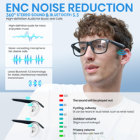SENBONO A01 lunettes intelligentes BT5.3 Assistant vocal AI traduction Audio sans fil appel et musique pour les sports cyclistes