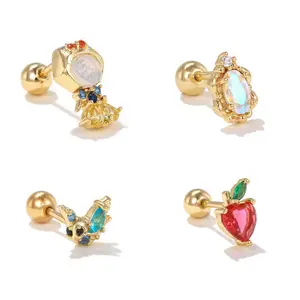 SP Cute Styles Screw Balls Fairy Tale Collection Snow White Princess Zircon Stud Earrings