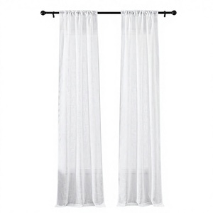 Rideaux translucides blancs Dreaming Casa en mélange de lin semi-transparent, filtrant la lumière, 96 pouces de long, 2 panneaux, à languettes, toutes saisons - Product Image 2