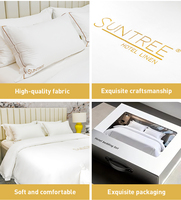 Ensemble de literie d'hôtel 4 pièces en coton pur, broderie personnalisée avec logo et design OEM, 250 fils, toutes saisons, lavable en machine