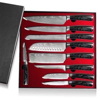Couteau de chef Damas avec manche en résine, gravure laser, finition ultra-polie, ambidextre, compatible lave-vaisselle, pour la cuisson de la viande