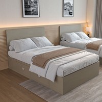 Ensemble de chambre d'hôtel moderne, cadre de lit double en bois pour chambre d'hôtes