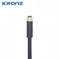 Connecteur d'alimentation KRONZ à code L, 5 broches, en alliage noir, câble IP67, connecteurs circulaires M12, longueur personnalisée, pré-assemblé, verrouillage par vis