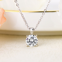 1ct 2ct 3ct D Moissanite Пасьянс ожерелье с подвеской позолоченный оригинальный настоящий 925 Серебряная цепочка Ювелирные изделия для женщин