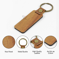 Koa Holz Hochwertiger Leder Metallring Holz Schlüssel anhänger Rohling Holz schlüssel Zubehör Schlüssel anhänger Anhänger