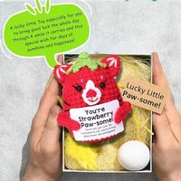 Poupée tricotée à la main en forme de fraise, énergie positive, carte crochetée, mini chat de poche à câliner, cadeau amusant pour la décoration de la maison