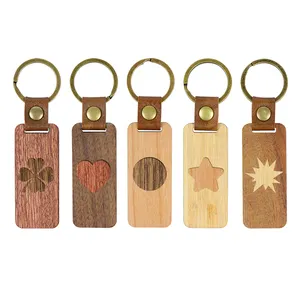 Keychain Making Kit PU Leather Key Ring Pure Wood DIY Wood Design Keyring
