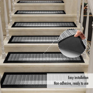 Tapis d'escalier rectangulaire géométrique antidérapant pour intérieur, en polypropylène et caoutchouc, protection de sol antidérapante - Product Image 1