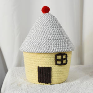 Cesta de almacenamiento multifuncional para decoración del hogar, bonita tela tejida de algodón creativa, sala de estar, dormitorio, cubierta para casa pequeña, uso versátil - Product Image 6