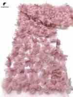 Nouvelle dentelle en maille brodée à la main, rose, avec fleurs 3D et perles, pour robes de mariée, textiles de maison, accessoires et sacs