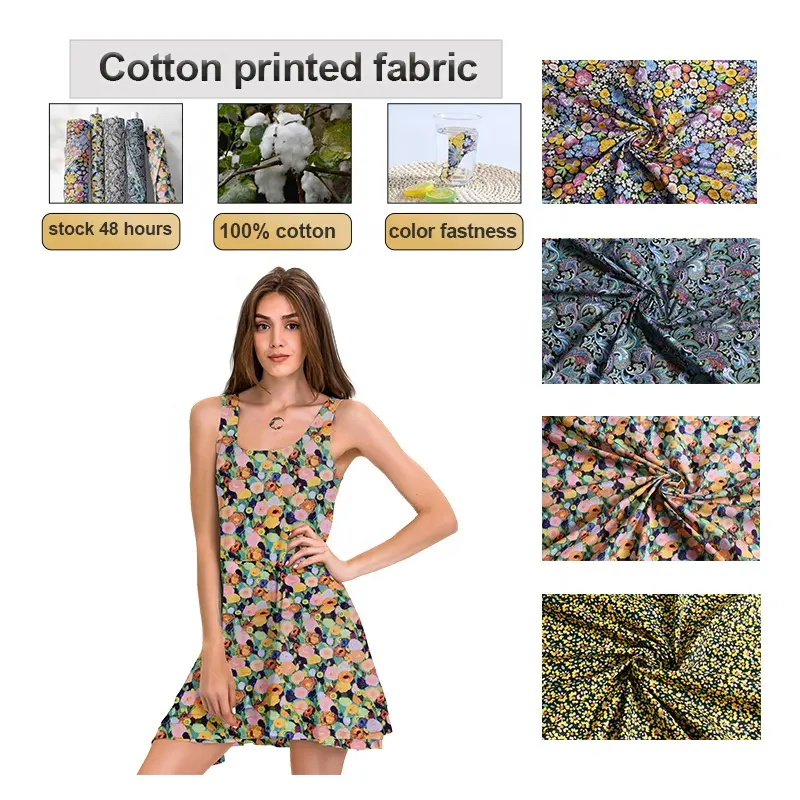 Cotton poplin Inventory printed fabric cotton fiber 105GSM provides customized services liberty fabric cotton tana lawn