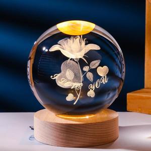 Lampada Notturna a Sfera di Cristallo 3D, Design Moderno, Sistema Solare, Nebulosa, Galassia, Rosa, USB, Luce Notturna Luminosa da 6cm - Product Image 1