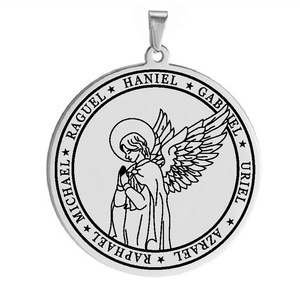 Collier pendentif Wowei transfrontalier en tungstène, plaqué or véritable, motif Ailes des Sept Anges, style Talisman Four - Product Image 1