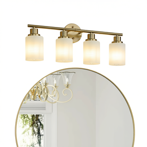 Modern Iron Vanity Wall Sconce 24 In Golden Finish Frosted Glass Shades Bathroom Lighting LED Warm White <b>Light</b> - Product Image 1
