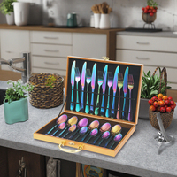 Factory Price 1010 Classic Design Spoon Fork Knife Metal Dinnerware Kitchen Accessories in a Box Gift Silverware Cutlery Set