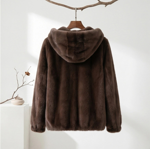 Nueva Chaqueta de Piel Sintética con Capucha para Otoño e Invierno, Chaqueta Corta con Cierre para Mujer, para Uso Diario Informal - Product Image 3