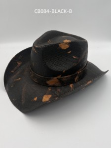 Sombrero de paja de <span class=keywords><strong>vaquero</strong></span> occidental negro y naranja hecho a mano de moda de alta calidad para hombres - Product Image 2