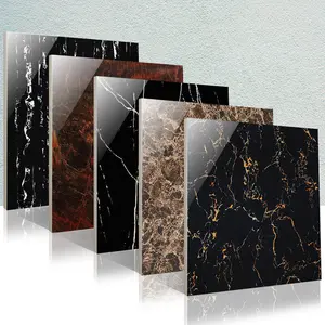 60x60 80x80 Glossy Marble Floor Tiles Polished Glazed Porcelanto Porcelain Black Ceramic Tile