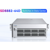 Switch Ethernet 64-port 400G QSFP-DD untuk Pusat Data, Mendukung MLAG dan VXLAN, SD8882-64D, QoS, SNMP, Kapasitas 51.2Tbps