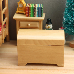 Ensemble <span class=keywords><strong>de</strong></span> meubles miniatures pour maison <span class=keywords><strong>de</strong></span> poupée à l'échelle 1:12, <span class=keywords><strong>coffre</strong></span> au trésor en bois naturel - Product Image 2