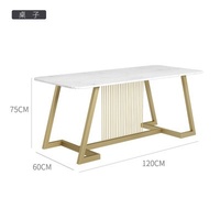 Ensemble table et chaises en marbre de luxe nordique avec structure en fer, personnalisable pour le bureau et la maison