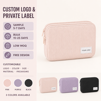 Pochette de maquillage moderne en velours côtelé, organiseur de voyage avec compartiments à double fermeture éclair pour cosmétiques, modèle chinois BBC2316