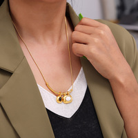 N0611 mode 18k kalung lapis emas Titanium berlian perhiasan batu mata harimau kalung liontin untuk wanita