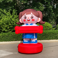 Mascotte gonflable géante personnalisée de 4 m, fille, en tissu Oxford/Nylon imperméable, durable, résistante au soleil, installation facile pour la publicité