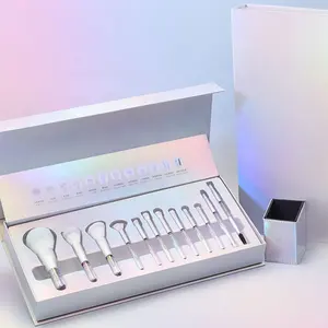 Deluxe Holographic Makeup Brushes Set Gift Boxes with Paper Card Magnetic Beauty Powder Brush Packaging