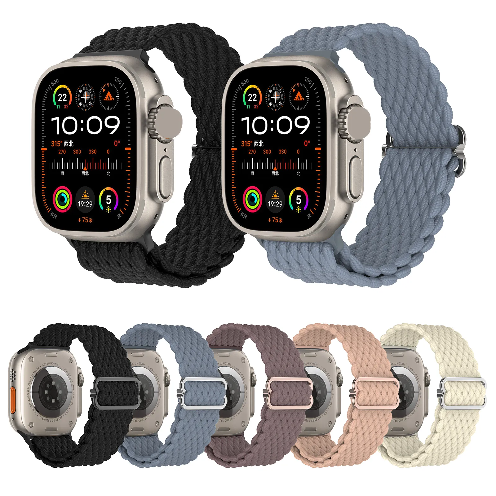 Breathable Soft Fabric Elastic Sports 22mm Series 6 7 8 9 Ultra 49mm Watch Band for Apple Watch