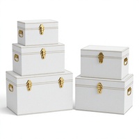 Ensemble de boîtes de rangement vintage en or blanc, coffres de rangement métalliques avec poignée et couvercle verrouillable pour la maison et le dortoir