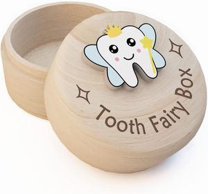 Scatola di fata dei denti, scatola di legno intagliato con il dente 3D, memorizza i denti persi per i bambini ha lasciato cadere la scatola di immagazzinaggio del ricordo del dente per il ragazzo o la ragazza - Product Image 1