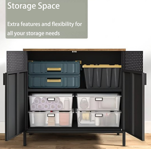 Gabinete de almacenamiento de <span class=keywords><strong>aparador</strong></span> de combinación de madera de acero Tv de Metal <span class=keywords><strong>blanco</strong></span> y negro con cocina moderna personalizada - Product Image 3