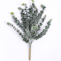 Daun Eucalyptus Plastik Buatan Grosir, Sentuhan Realistis, 5 Cabang Batang untuk Dekorasi Hari Valentine dan Wisuda