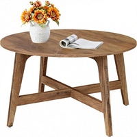 Table basse MAEZO Collection 31,5 pouces style farmhouse avec pieds coniques, transitions courbes, hauteur réglable, personnalisable