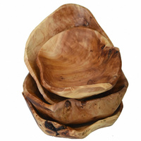 Bol à salade en bois créatif ondulé fait à la main naturel rustique rustique bol à salade en bois pour la décoration de la maison